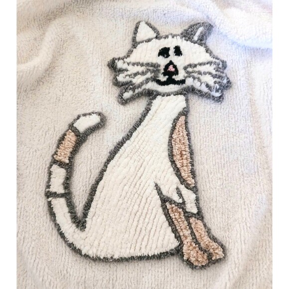RARE Canyon Group Cozy Cat Lovers Chenille Cotton Long Belted Robe  Sz L - Picture 2 of 10